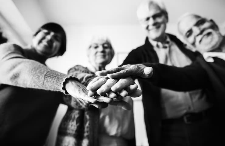 Senior woman receiving care support